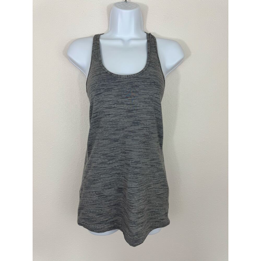 Lululemon Grey Black White Striped Racerback Tank Top Size 6